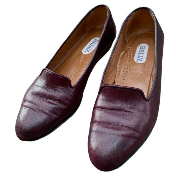 Bally Shoes - Bally Women Loafers Burgundy Red Flats Italy
